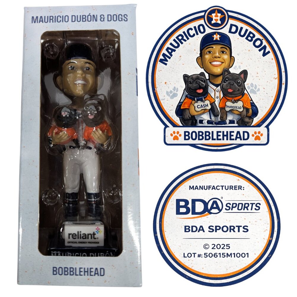 Houston Astros Mauricio Dubon & Dogs Bobblehead Reliant SGA 2025 NIB BDA